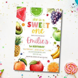 Sweet One Fruit 1. Geburtstag Einladung, Sommer Pa Einladung