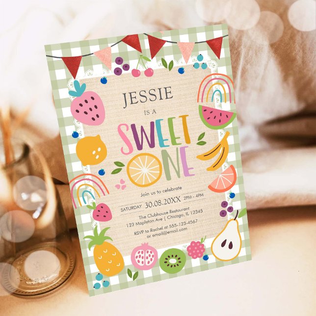 Sweet One Fruit 1st Birthday Invitation Einladung (Von Creator hochgeladen)