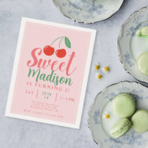 Sweet One Girl Birthday Einladung Cherry Sommer