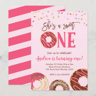 Sweet One Girl Donut zum Thema Geburtstagseinladun Einladung