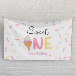 Sweet One Ice Cream First 1st Birthday Party Banner
