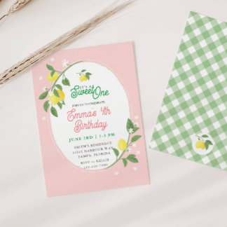 Sweet One Lemon & Floral Themenparty zum Geburtsta Einladung