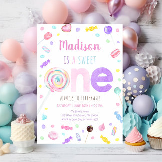 Sweet One Lollipop Candy Erster Geburtstag Einladung
