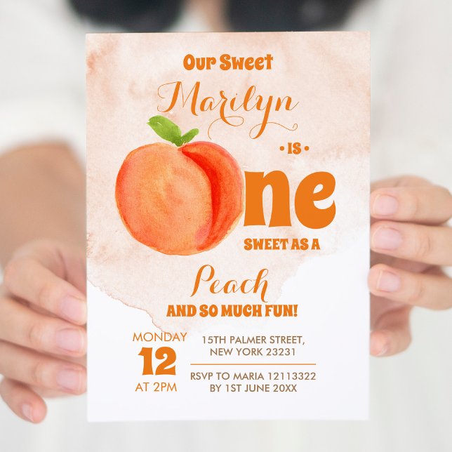 Sweet One Peach First Birthday Invitation (Créateur téléchargé)