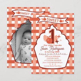 Sweet One Photo Invitations Flat Thank You Card Dankeskarte