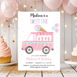 Sweet One Pink Ice Cream Truck Geburtstag Einladung