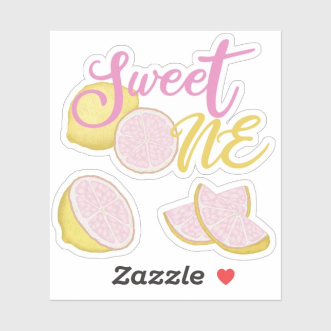 Sweet One Pink Lemonade Birthday Stickers Aufkleber (Blatt)