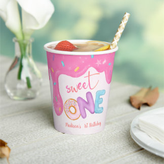 Sweet One Pink Zuckerguss Girl's First Birthday Pappbecher