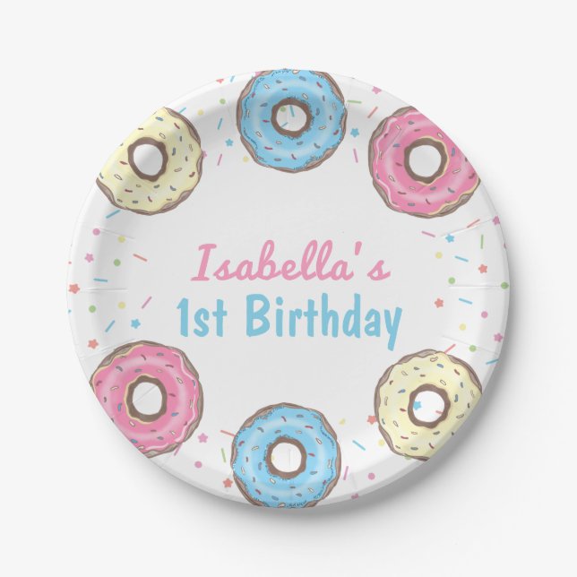 Sweet One Sprinkles Donut 1. Geburtstag Pappteller (Vorderseite)