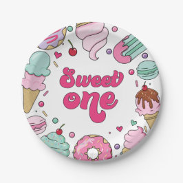 Sweet One Sprinkles Ice Cream and Cake Birthday Pappteller