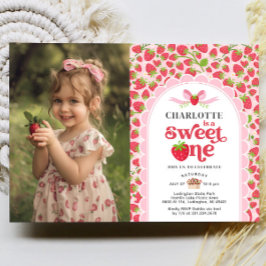 Sweet One Strawberry 1. Geburtstag Foto Einladung