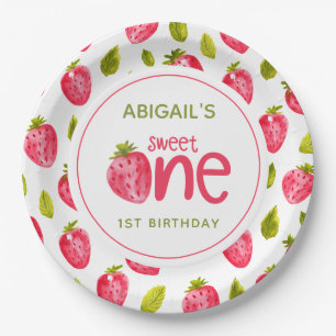 Sweet One Strawberry First Birthday Pappteller