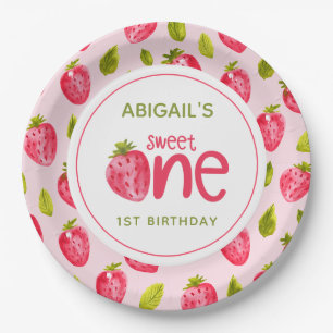 Sweet One Strawberry First Birthday Pappteller