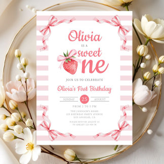 Sweet One Strawberry Girl 1. Geburtstag Einladung