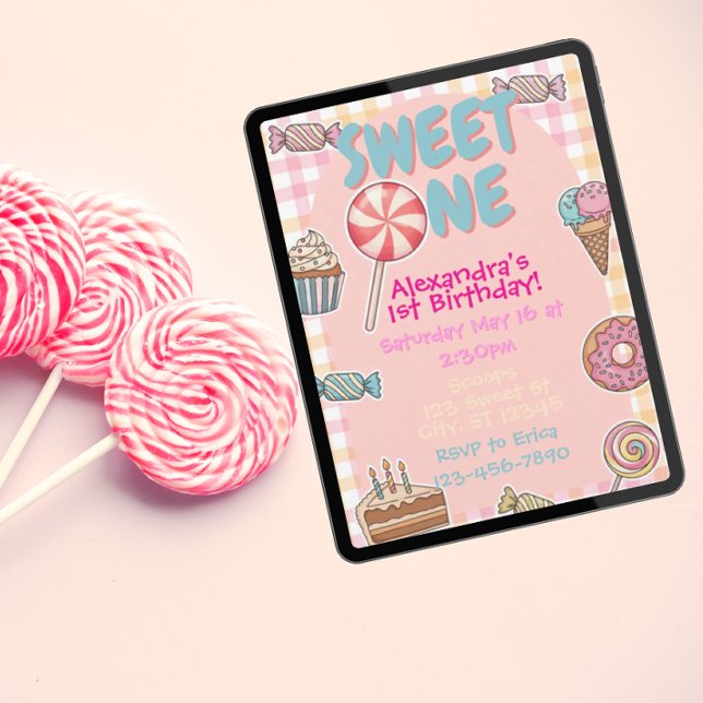 Sweet One, Sweet Treats 1st birthday Einladung (Von Creator hochgeladen)