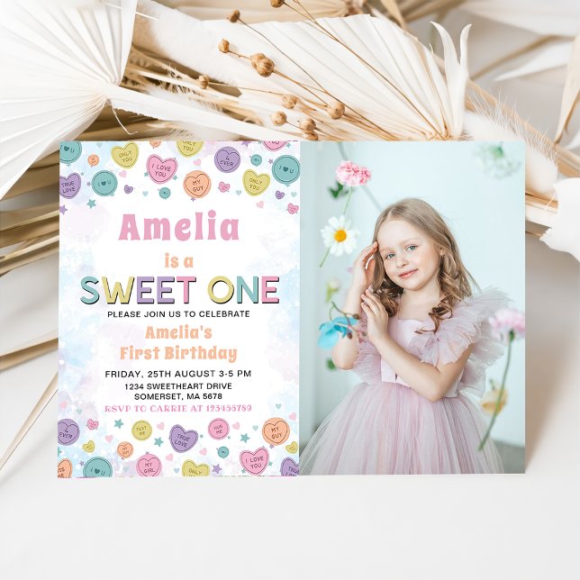 Sweet One Valentine 1. Geburtstag Foto Einladung (Von Creator hochgeladen)