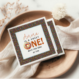 Sweet One Water color niedlich donuts 1. Geburtsta Serviette