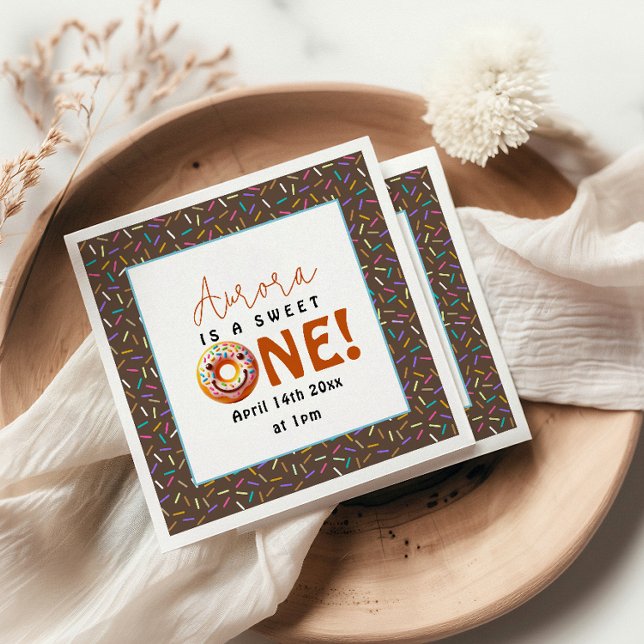 Sweet One Water color niedlich donuts 1. Geburtsta Serviette (Von Creator hochgeladen)