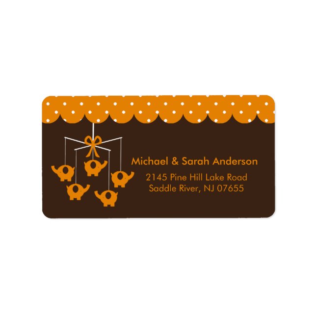 Sweet Orange Elephant Mobile Address Label Adressaufkleber (Vorne)
