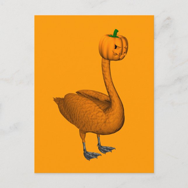 Sweet Orange Halloween Swan Postkarte (Vorderseite)