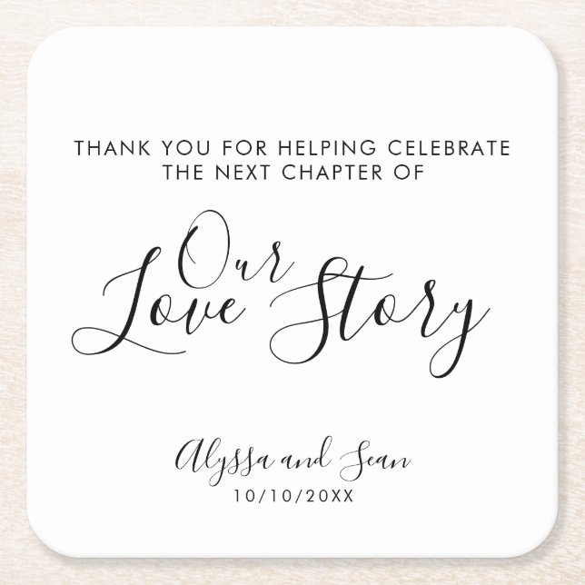 Sweet Our Liebe Story Wedding Reception Rechteckiger Pappuntersetzer (Vorderseite)