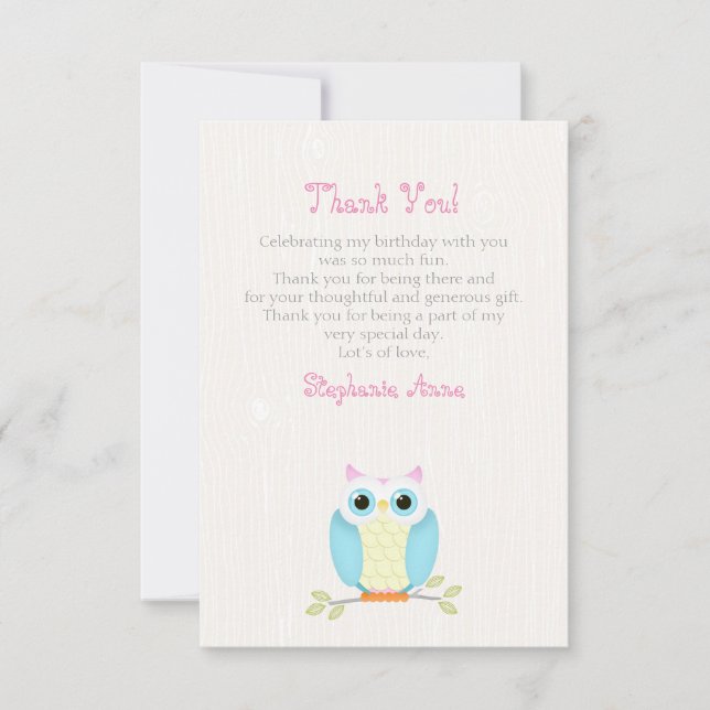 Sweet Owl Birthday Einladung (Vorderseite)