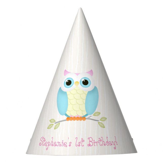 Sweet Owl Birthday Partyhütchen (Vorderseite)