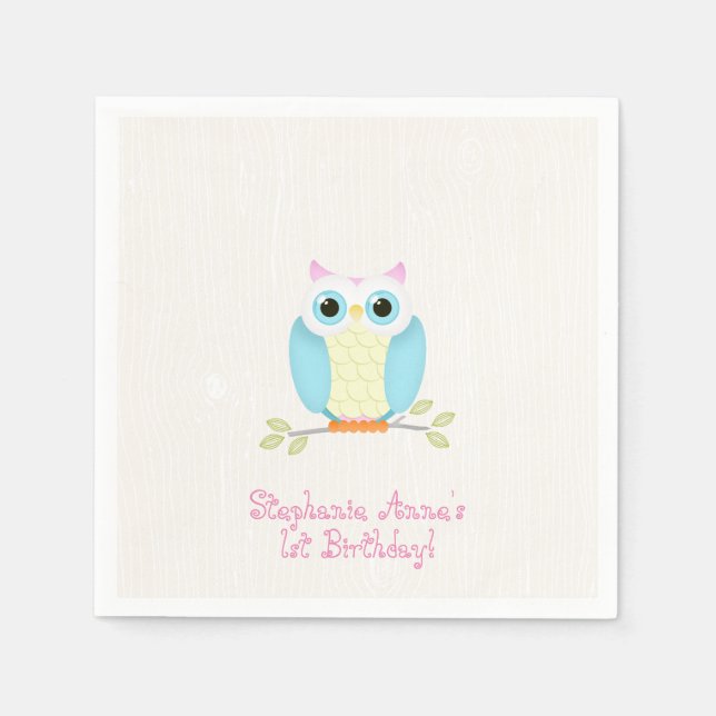 Sweet Owl Birthday Serviette (Vorderseite)
