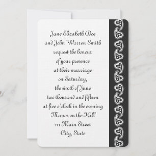 Sweet Paisley Hearts en Faire-part de mariage noir