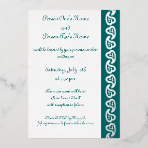 Sweet Paisley Hearts in Aquamarin Foil Einladung