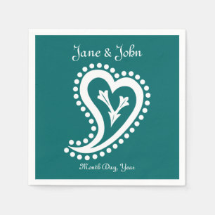 Sweet Paisley Hearts in Aquamarin Napkins Serviette