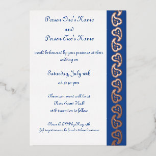 Sweet Paisley Hearts in Blue Foil Einladung