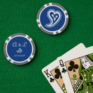 Sweet Paisley Hearts in Blue Pokerchips