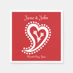 Sweet Paisley Hearts in Cherry Napkins Serviette