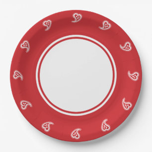 Sweet Paisley Hearts in Cherry Paper Plate Pappteller