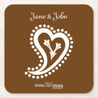 Sweet Paisley Hearts in Chocolate Paper Untersetze Rechteckiger Pappuntersetzer