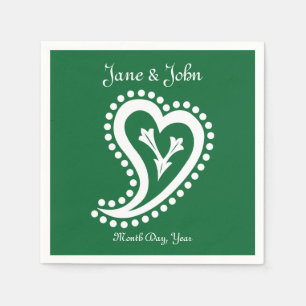 Sweet Paisley Hearts in Green Napkins Serviette