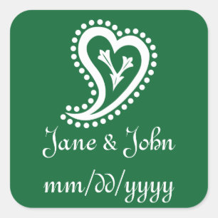 Sweet Paisley Hearts in Green Sticker