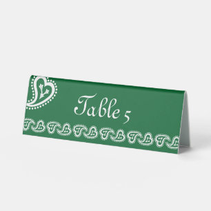 Sweet Paisley Hearts in Green Table Zelt Sign Tischaufsteller