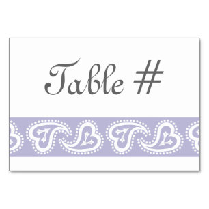 Sweet Paisley Hearts in Lavender Table Card Tischnummer