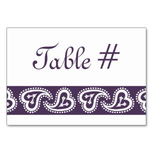 Sweet Paisley Hearts in Lila Tafelkarte Tischnummer