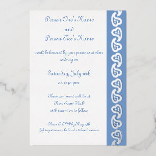 Sweet Paisley Hearts in Periwinkle Foil Einladung