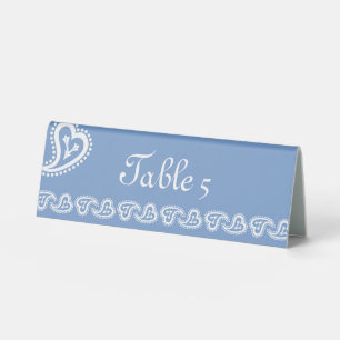 Sweet Paisley Hearts in Periwinkle Table Zent Sign Tischaufsteller