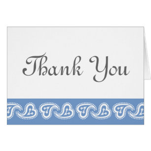 Sweet Paisley Hearts in Periwinkle Thank You Card
