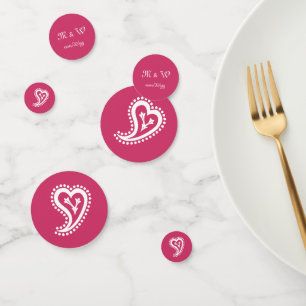 Sweet Paisley Hearts in Raspberry Table Confetti Konfetti