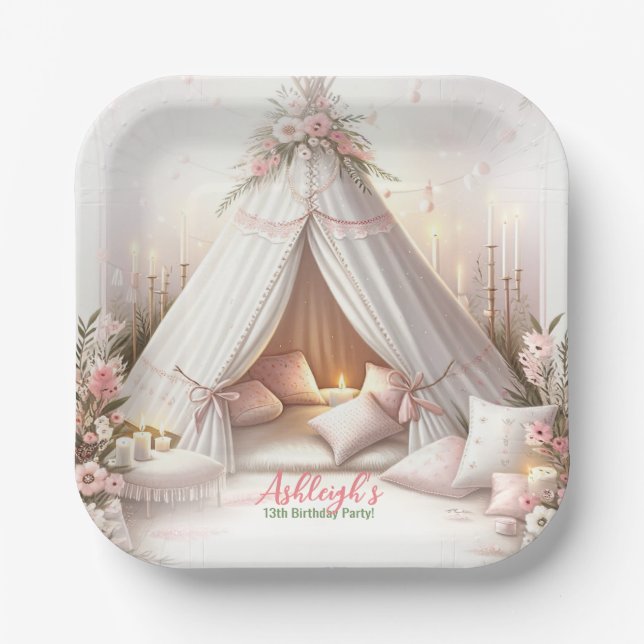 Sweet Pajama Party Girly Sleepover Geburtstag Pappteller (Vorderseite)