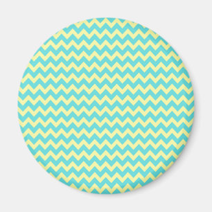 Sweet Pale Aquamarin Blau und Gelb Zickzack Muster Magnet