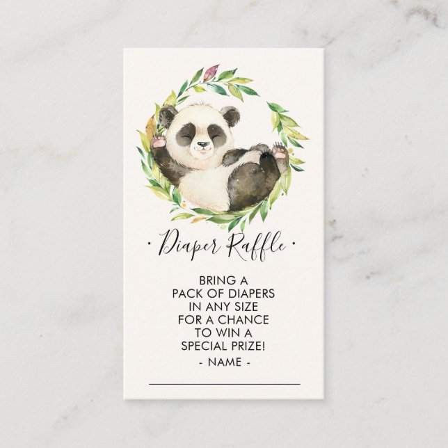 Sweet Panda Baby Dusche Windeln Raffle Ticket Begleitkarte (Vorderseite)