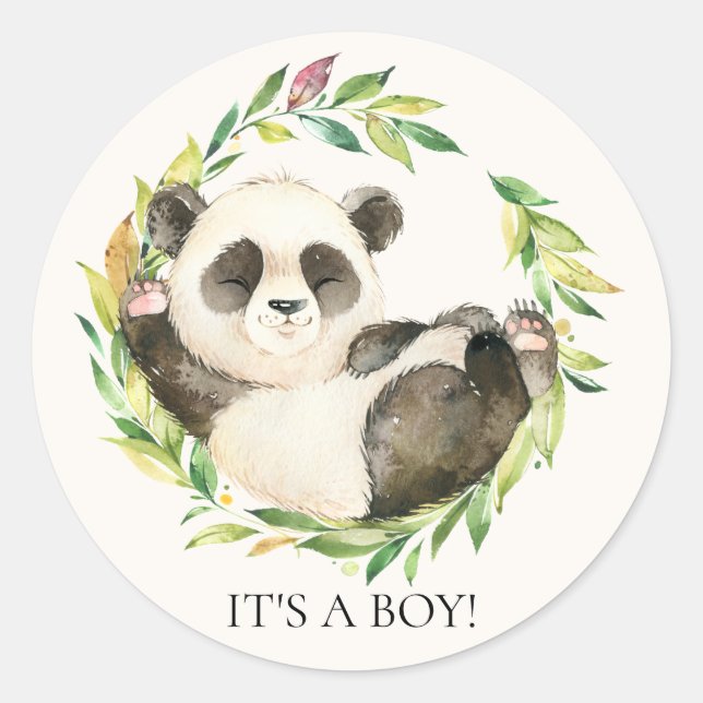 Sweet Panda Bear Es ist ein Junge Gefallen Sticker (Vorderseite)