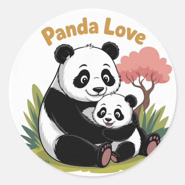 Sweet Panda Liebe zurück zu Schulaufklebern Runder Aufkleber (Vorderseite)